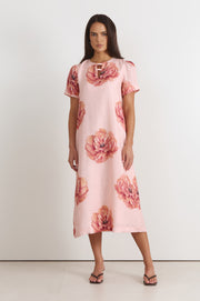 Portia Midi Linen Dress (Piccadilly Print)