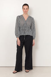 Remi V Neck Cotton Top (Stripe)