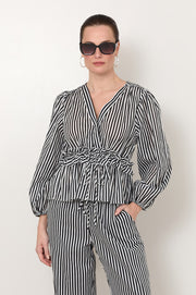Remi V Neck Cotton Top (Stripe)