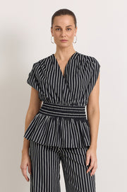 Ursula Cotton Crossover Top (Stripe)