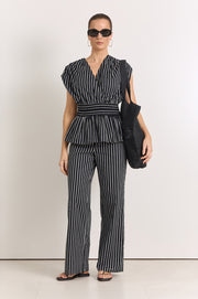 Ursula Cotton Crossover Top (Stripe)