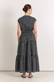 Ursula Cotton Crossover Maxi Dress (Stripe)