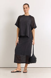 Dakota Raglan Sleeve Top (Black)