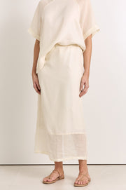 Reece Straight Midi Skirt (Cream)