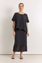 Reece Straight Midi Skirt (Black)