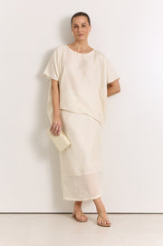 Reece Straight Midi Skirt (Cream)