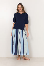 Briar Shirred Waist Maxi Skirt (Stripe)