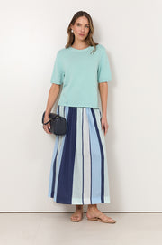 Briar Shirred Waist Maxi Skirt (Stripe)