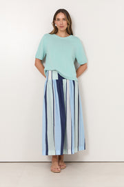 Briar Shirred Waist Maxi Skirt (Stripe)
