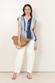 Amari Tie Front Top (Stripe)