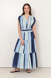 Ursula Crossover Maxi Dress (Stripe)