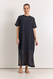 Ryan Textured Cotton Maxi Dress (Ink)
