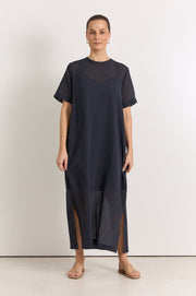 Ryan Textured Cotton Maxi Dress (Ink)