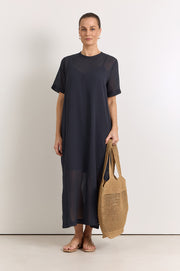 Ryan Textured Cotton Maxi Dress (Ink)