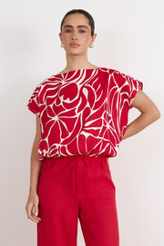 Waverly Linen Top (Java Print)