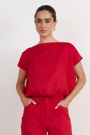 Waverly Linen Top (Red)