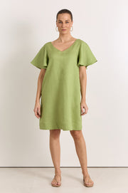 Theo Linen Short Dress (Green)