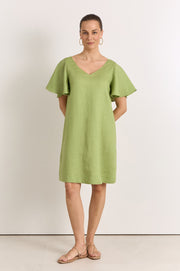 Theo Linen Short Dress (Green)