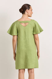 Theo Linen Short Dress (Green)