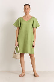 Theo Linen Short Dress (Green)