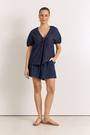 Maura Lightweight Denim Top (Dark Denim)