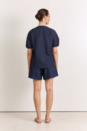 Maura Lightweight Denim Top (Dark Denim)