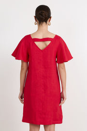 Theo Linen Short Dress (Red)