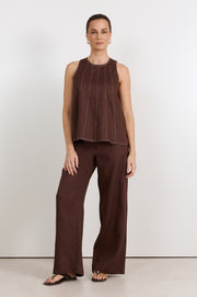 Skylar Linen Pant (Chocolate)