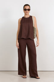 Skylar Linen Pant (Chocolate)