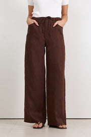 Skylar Linen Pant (Chocolate)