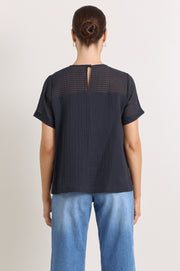 Lori Textured Cotton Top (Ink)