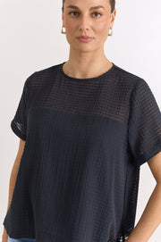 Lori Textured Cotton Top (Ink)