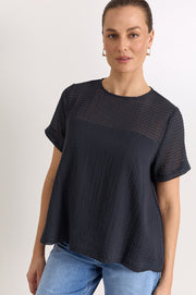 Lori Textured Cotton Top (Ink)