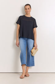 Lori Textured Cotton Top (Ink)