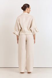 Arlie Front Pocket Linen Top (Stone)