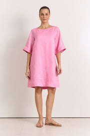 Clara Linen Short Dress (Pink)