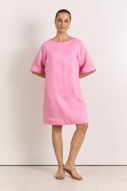 Clara Linen Short Dress (Pink)