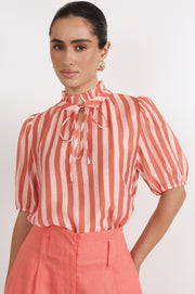 Sandra Stripe Top (Coral/Peach)