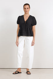 Rylan Cotton Peplum Top (Black)