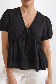 Rylan Cotton Peplum Top (Black)