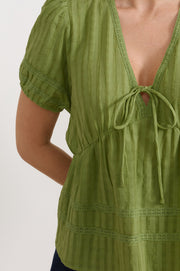 Rylan Cotton Peplum Top (Green)