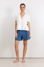 Rylan Cotton Peplum Top (Ivory)