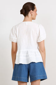 Rylan Cotton Peplum Top (Ivory)