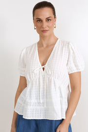 Rylan Cotton Peplum Top (Ivory)