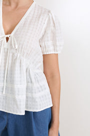 Rylan Cotton Peplum Top (Ivory)