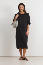 Meeka Cupro Midi Dress (Black)
