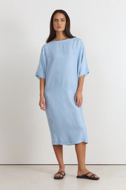 Meeka Cupro Midi Dress (Blue)