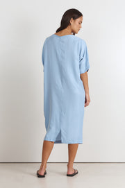 Meeka Cupro Midi Dress (Blue)
