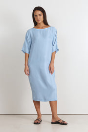 Meeka Cupro Midi Dress (Blue)
