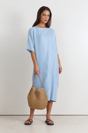 Meeka Cupro Midi Dress (Blue)